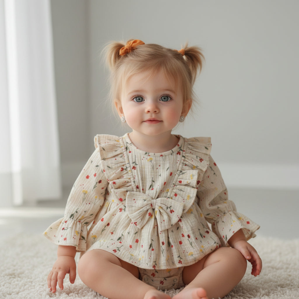 فستان ورد فيونكه 3404